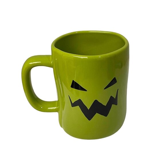 RAE Dunn Artisan Collection Green Pumpkin Face Boo Spooky Halloween Mug 3W 5H - Picture 5 of 9